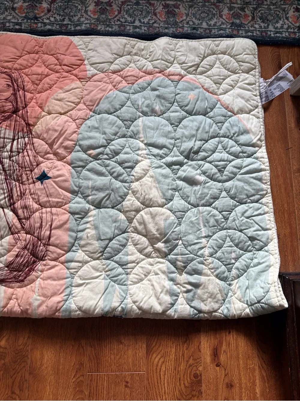 Disney Princess Sketch Quilted Throw in Cream, Pink, Tan
